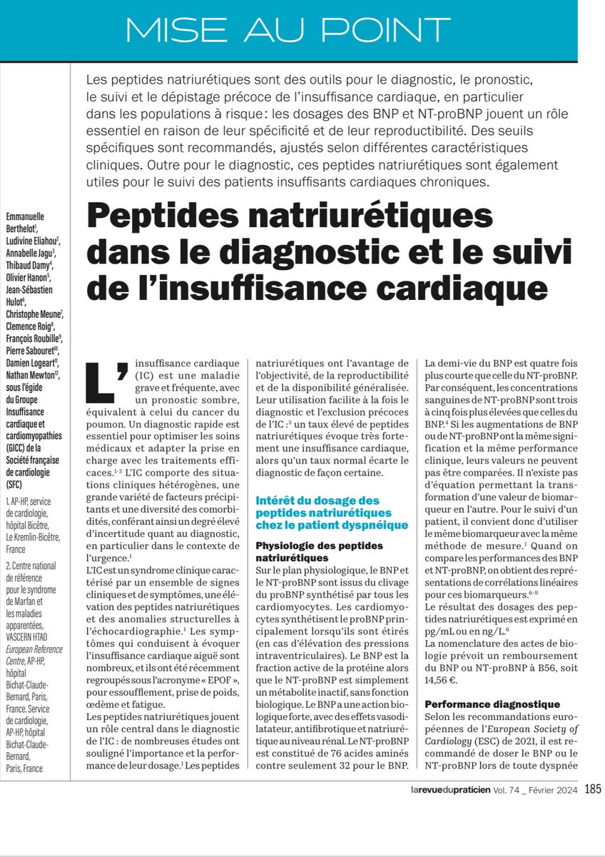 SABOURETCardio's tweet photo. A #TeamWork led by E. Berthelot #WIC President of ⁦@Giccardio_fr⁩. A practical guide for #HCP on the use of #NatrireticPeptides #Frenchversion https://t.co/EAc6yAKvDB