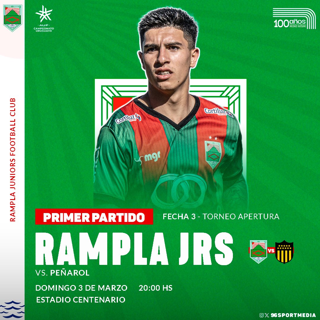 🎞️ ESTRENO 2024

El regreso de Rampla Juniors al círculo de privilegio ya tiene fecha, hora y lugar.

🔜 <a href="/OficialCAP/">PEÑAROL</a> 
🗓️ Domingo 3 de marzo
⏰ 20:00
🏟️ Estadio Centenario

#RamplaEsDeSuGente