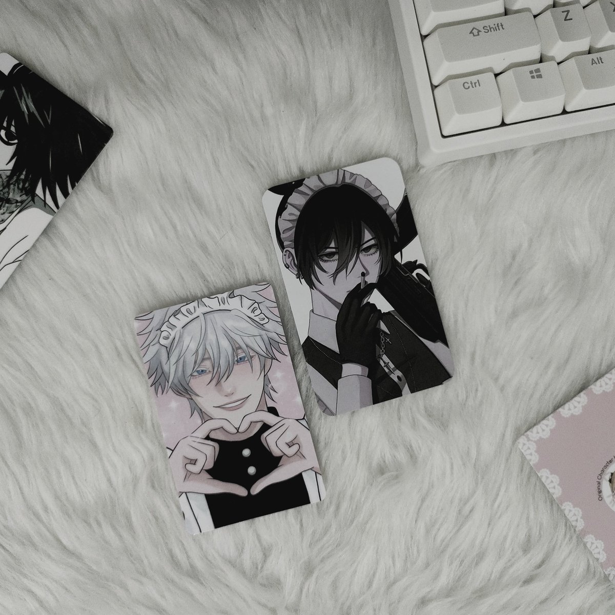 kkuraberry's tweet photo. :¨·.·¨: 
 `·..· ✧ fr. @bastardvishen / #FromVishen

     ꕀ hi, vishen! the aki, gojo &amp; inuokko pocas arrived today and i was so happy unboxing them <3 di_series truly hits diff 😣🌸 thank you so so much for the freebies as well! ♡

             　　⁣　　⁣     — #siaclaims ✧ https://t.co/qatGpHiUwe