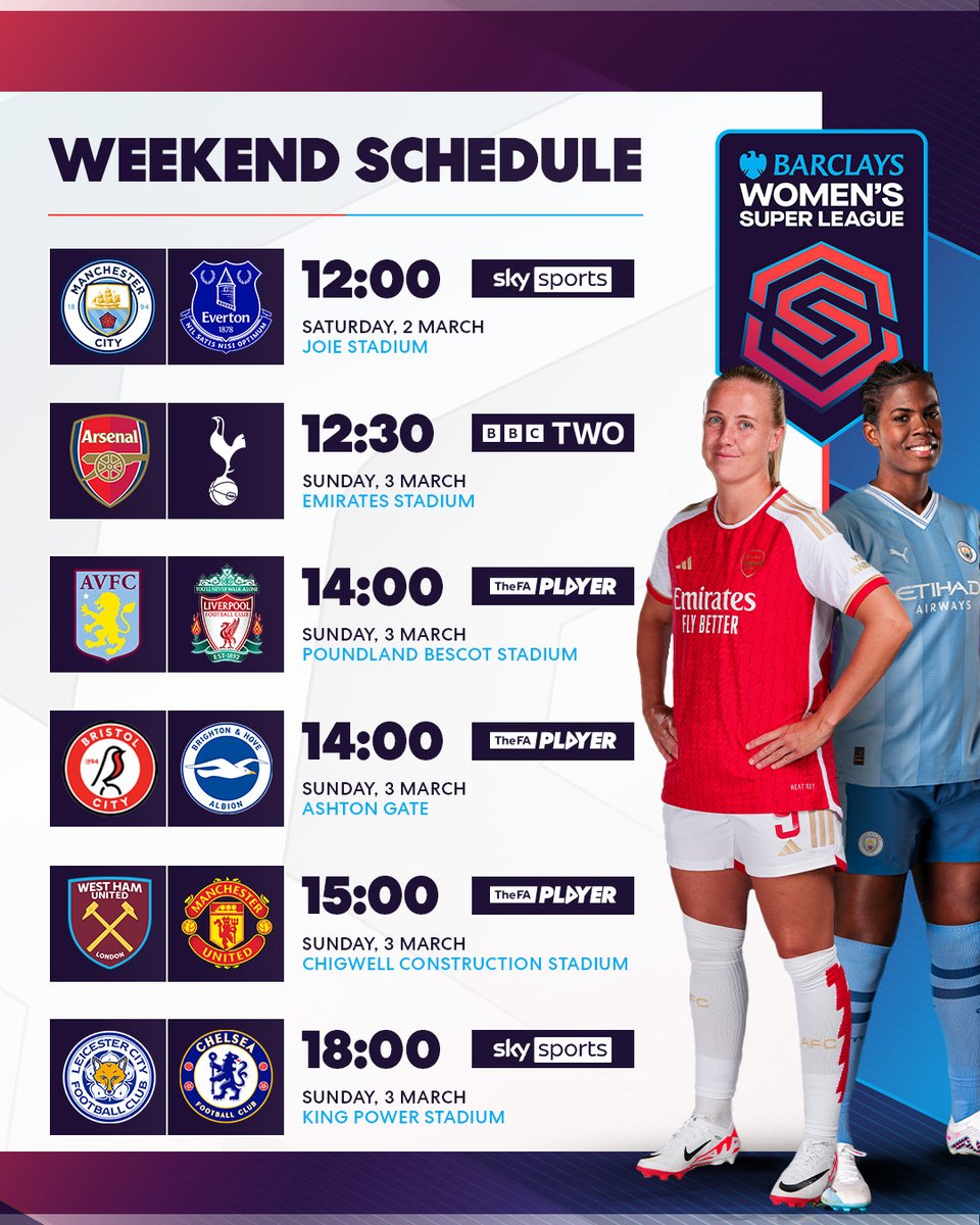 The #BarclaysWSL action taking place this weekend!

What are your predictions? 👀