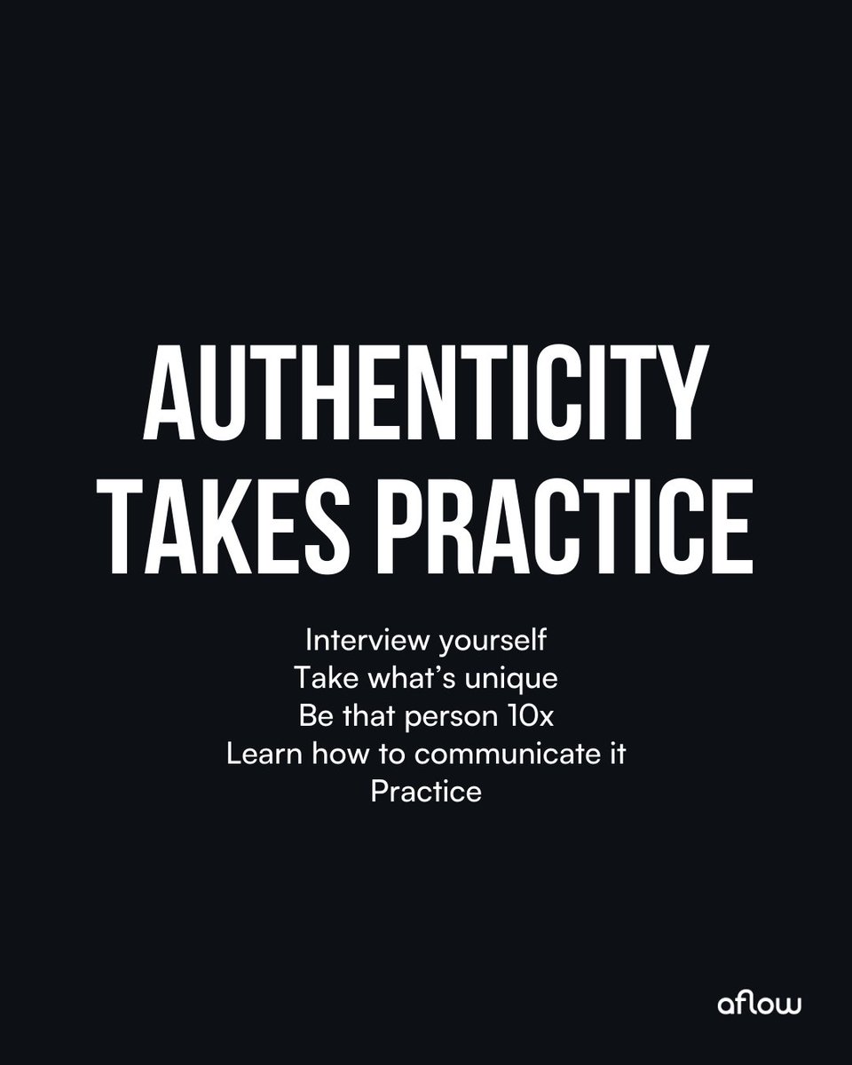 Just be yourself, It's easy, we say

It's anything but

Authenticity isn't spontaneous—it's iterative

It's building your brand and learning how to communicate it

But it's worth it, the crowd will wait

aflow.co #musicindustry