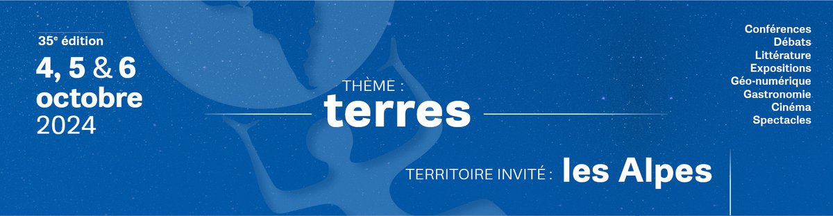 PARTICIPEZ à l'Espace Géo-Numérique <a href="/FIGSaintDie/">FIG Saint-Dié</a>
🗓️4 au 6 oct.
📍Saint-Dié-des-Vosges
🎯Thème #Terres &amp; Territoire choisi #lesAlpes
Pour être exposant, proposez une conférence sur le thème/territoire invité ou autre sujet, animation, master class, démo 👉bit.ly/4bE2DR4👈