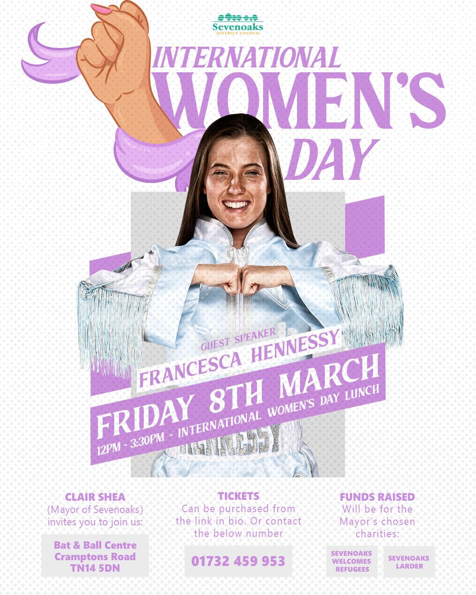 ✊ Join us on #InternationalWomensDay I'll be guest speaking at Mayor Claire Shea's lunch event in Sevenoaks, where we'll be raising funds for her chosen charities. 🎟 Ticket link is below. All the support is highly appreciated! eventbrite.co.uk/e/internationa…