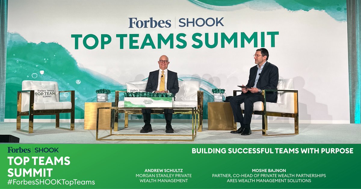 Andrew Schultz of Morgan Stanley Private Wealth Management shared how to build a team with a deeper purpose that can make an impact in clients' lives with Ares Management Corporation’s Moshe Bajnon. #ForbesSHOOKTopTeams #forbes #shookresearch #wealthmanagement