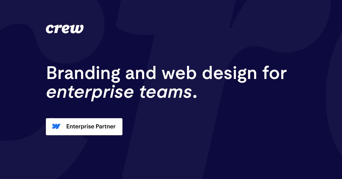 Thrilled to announce that Crew is officially a Webflow Enterprise Partner! 🎉 We’re in our 10th year of building on Webflow, and couldn’t be more grateful for all the partnerships made along the way, our fantastic clients, friends at Webflow, and powerhouse team. Let’s go 🚀