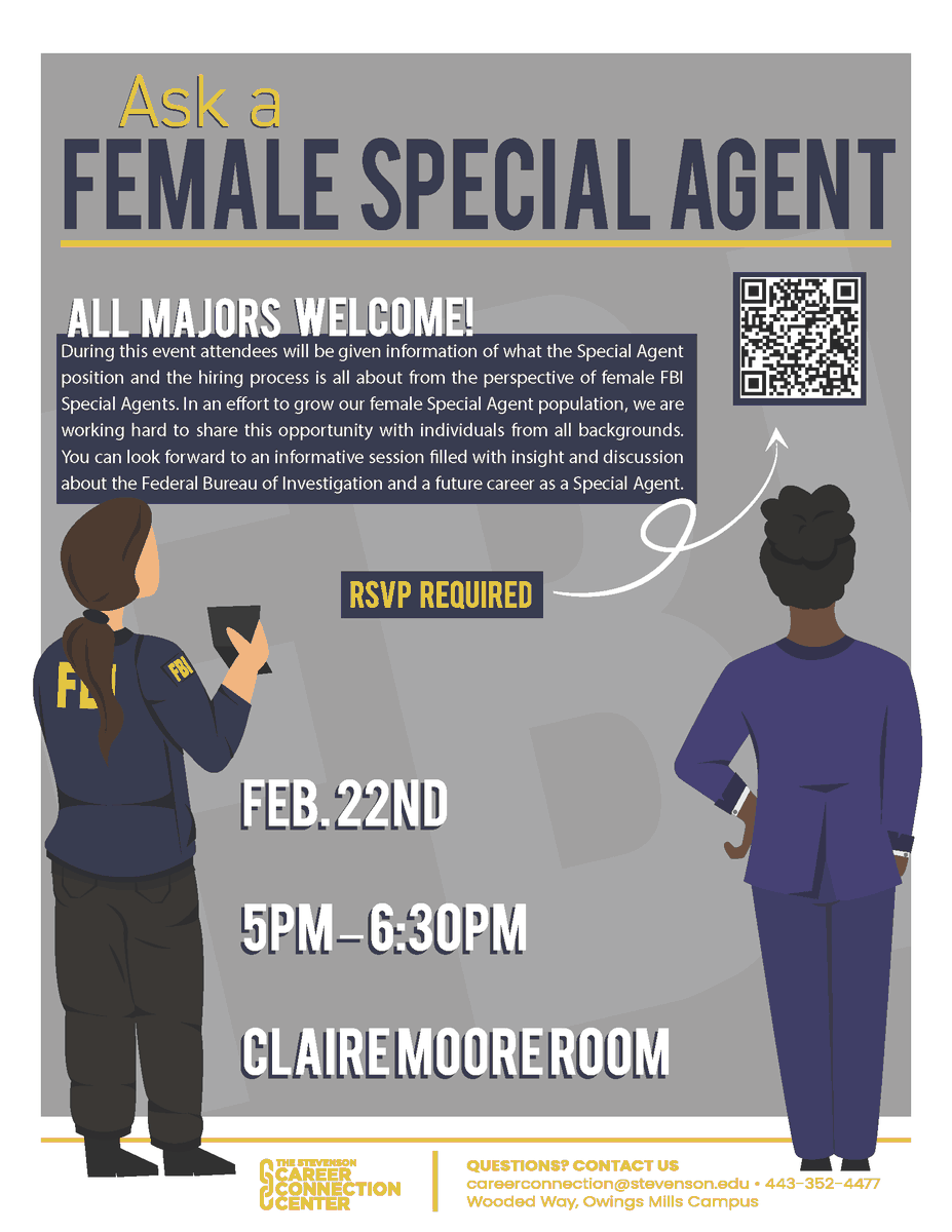 Don't miss your chance to learn what the Special Agent position and the hiring process is all about from the perspective of female FBI Special Agents, on campus TODAY!

Register here: app.joinhandshake.com/edu/events/148…

#GetConnected #purSUyourcareer
