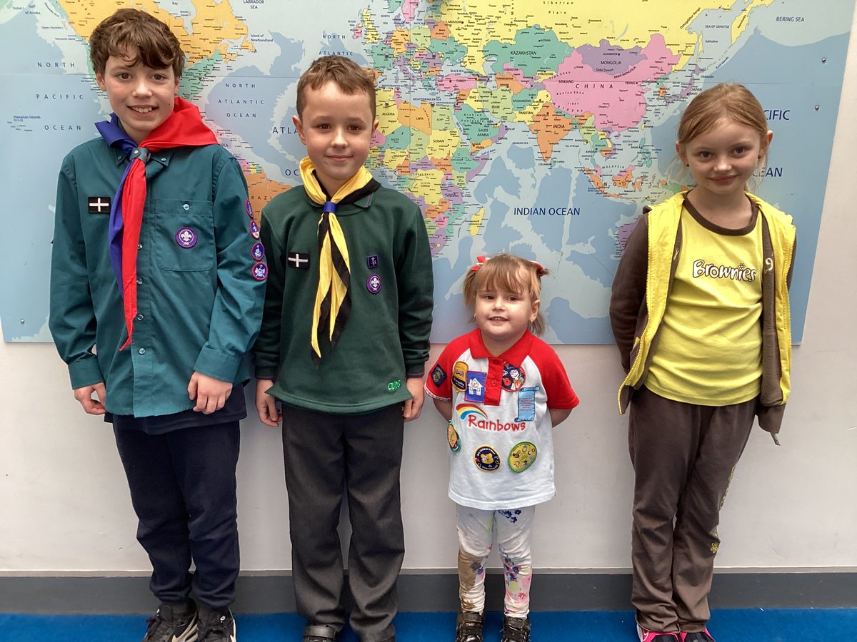 World Thinking Day is celebrated by Girl Guides and Girl Scouts all over the world on 22nd February each year.
Boy Scouts also mark this day but call it Founders Day. We invited all uniformed organisations to wear their uniforms to school today <a href="/Girlguiding/">Girlguiding</a> <a href="/girlscouts/">Girl Scouts</a> <a href="/scouts/">Scouts</a>