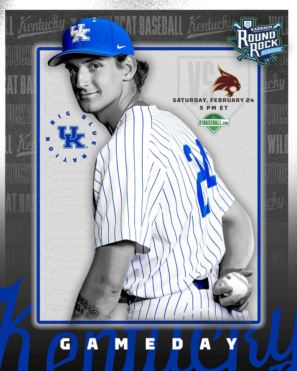 🆚 Texas State
⌚️5 p.m. ET / 4 CT
📍<a href="/KarbachRRC/">Round Rock Classic ⚾️</a> (Texas)
🏟 Dell Diamond
💻 d1ba.se/uk-stream1 (<a href="/d1baseball/">D1Baseball</a>)
🎙 UKathletics.com / 98.5 FM (Lexington)