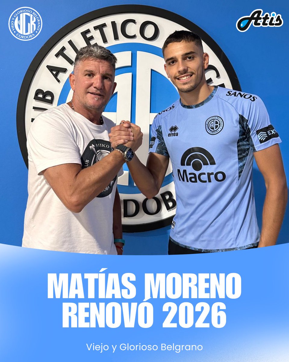 ✍🏼 ¡Matías Moreno extendió su contrato con #Belgrano!

👤 El defensor, formado en el club , permanecerá ligado a nuestra institución hasta diciembre 2026.

¡Exitos, Mati! 🛡️

#viejoygloriosobelgrano