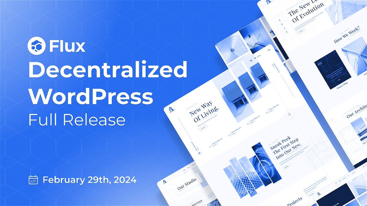 📢 The wait is over! Our decentralized #WordPress is leaving Beta on Feb 29! With over 43% of websites on the internet powered by WordPress, its first decentralized version is set for a full release. ⚡ Revolutionize your site with Flux Cloud! wordpress.runonflux.io