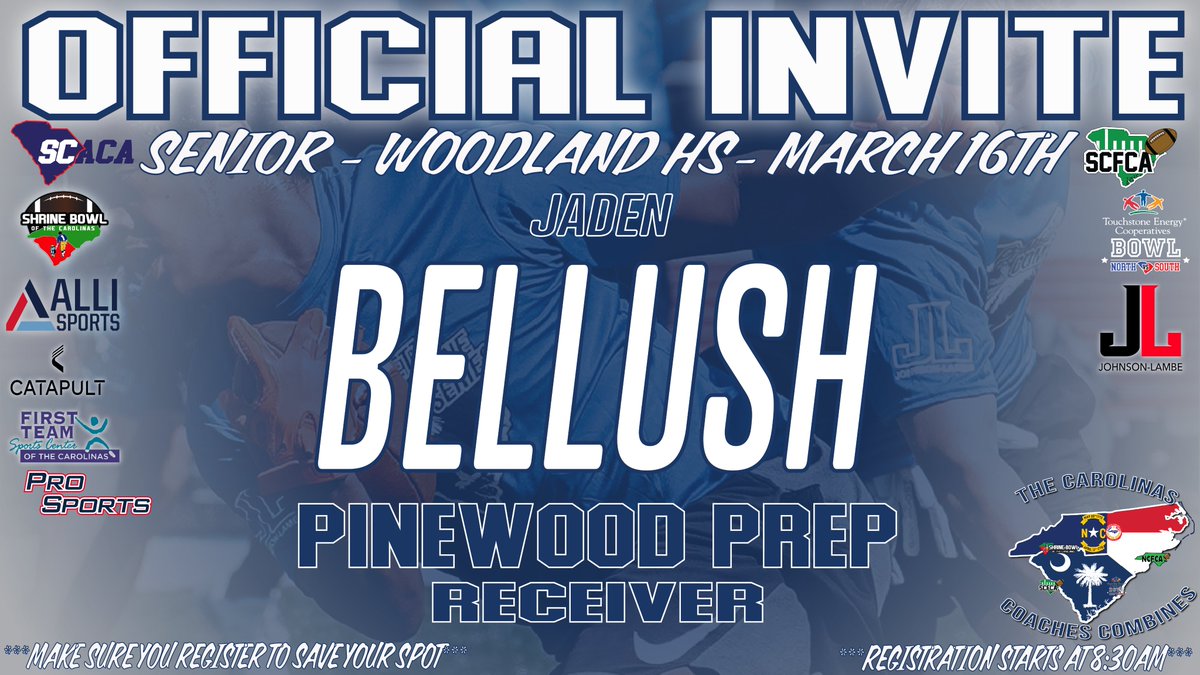CoachesCombines's tweet photo. Congratulations on being selected to the Carolinas Coaches Combines at Woodland HS! See you on March 16 at 8:30am!

Check your email to register!

#CarolinasCoaches24 @JohnsonLambe @allisportsgroup

@Holloman21 @DanielW843 @Asawindham4 @jaden17bellush https://t.co/fzbCt1FBfi