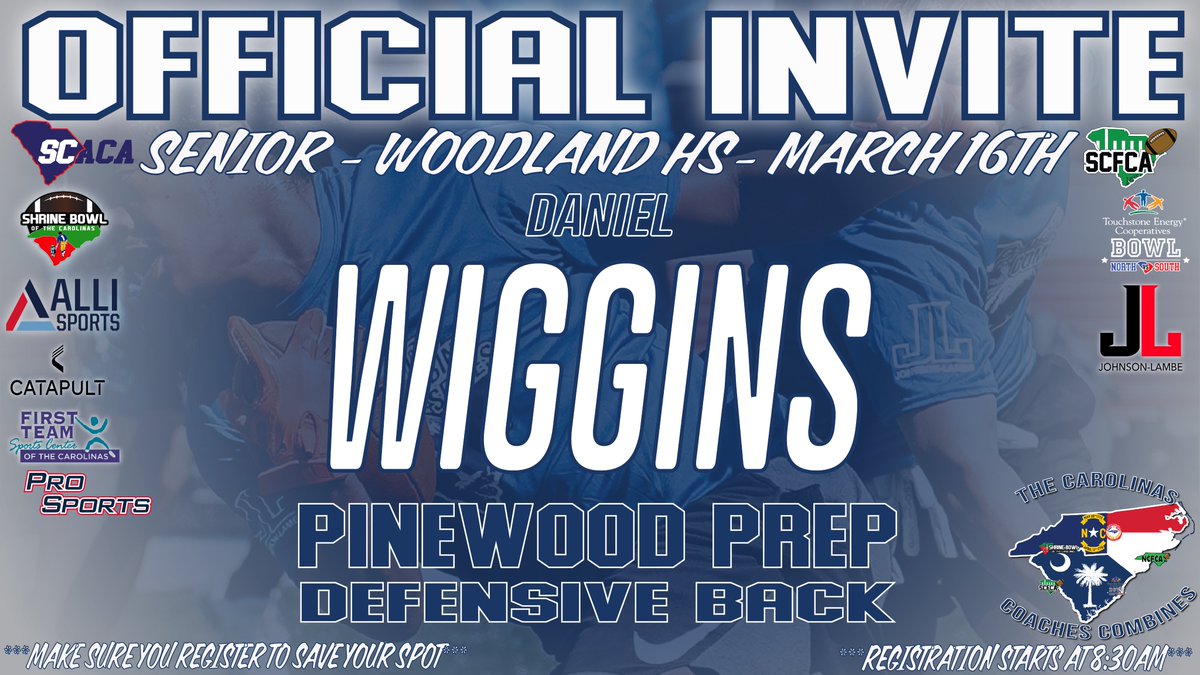 CoachesCombines's tweet photo. Congratulations on being selected to the Carolinas Coaches Combines at Woodland HS! See you on March 16 at 8:30am!

Check your email to register!

#CarolinasCoaches24 @JohnsonLambe @allisportsgroup

@Holloman21 @DanielW843 @Asawindham4 @jaden17bellush https://t.co/fzbCt1FBfi