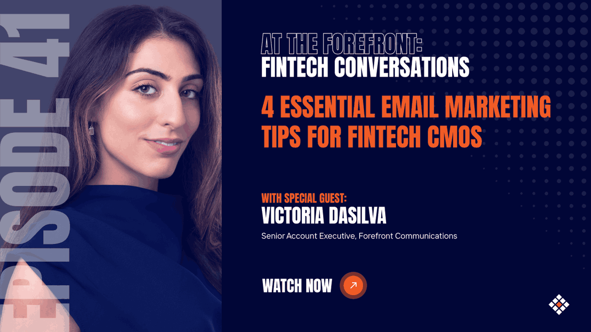 ForefrontComms's tweet photo. In this episode, SAE @LindsMPatterson sits down with fellow SAE @vrsansev to discuss 4 key email marketing tips for B2B fintech CMOs looking for a higher level of engagement with their firm’s content. Tune in here: https://t.co/N2BZ9mhPDy https://t.co/QmPUBEYVEn