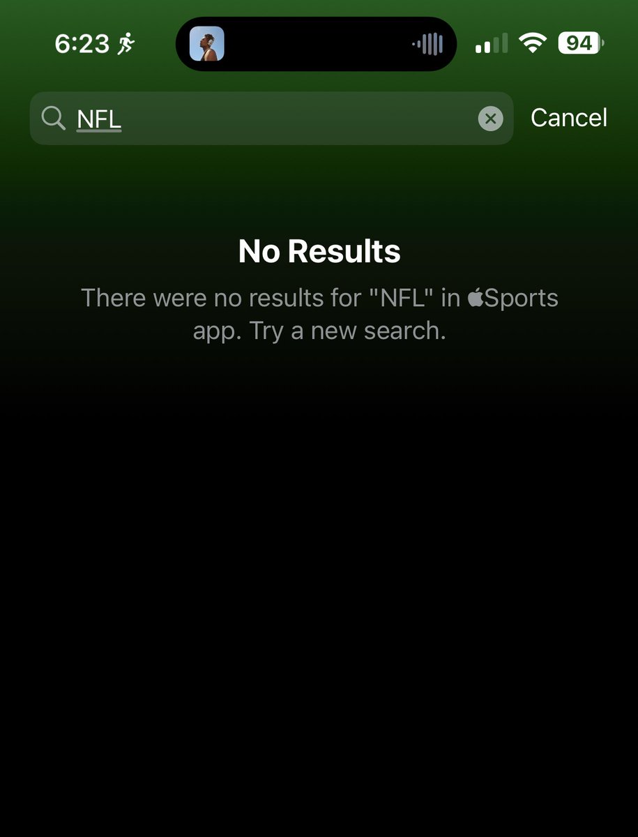 Apple Sports not having NFL teams is… weird.