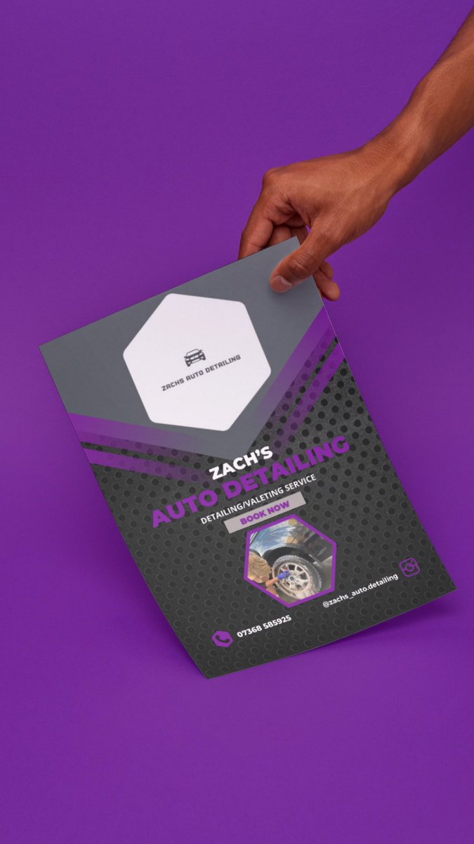 BizzyMarketingg's tweet photo. Flyers 📨 

I always like to support the clients who make purchases from me, so I went and got my car cleaned by Zach today. Great service 🧼 https://t.co/sG7INLIeiB