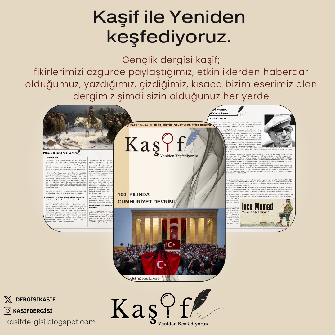 Kaşif Dergisi Şubat sayısı çıktı‼️📚

Söyleyecek bir şeyleri olan, edebiyatı, tarihi, sanatı seven ve bu alanlara dair üretmek isteyen tüm arkadaşları bizimle birlikte üretmeye davet ediyoruz. 

Yaz, çiz, üret, Kaşif ile yeteneğini keşfet!

#dergi #üniversite
#kaşif #kaşifdergisi