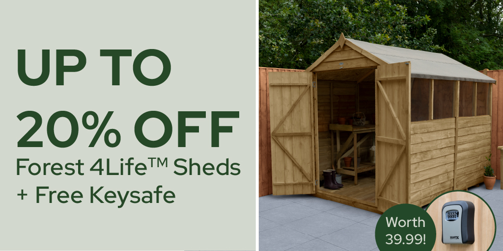 BuyShedsDirect's tweet photo. BRAND NEW range of Forest 4Life Sheds!
They're new, they're improved, and (for a limited time only) they're cheaper than ever!

Up to 20% off lines now!
PLUS a FREE Keysafe worth £39.99!

SHOP NOW- https://t.co/8IuhmnyCJk https://t.co/c1BHh2ucCe