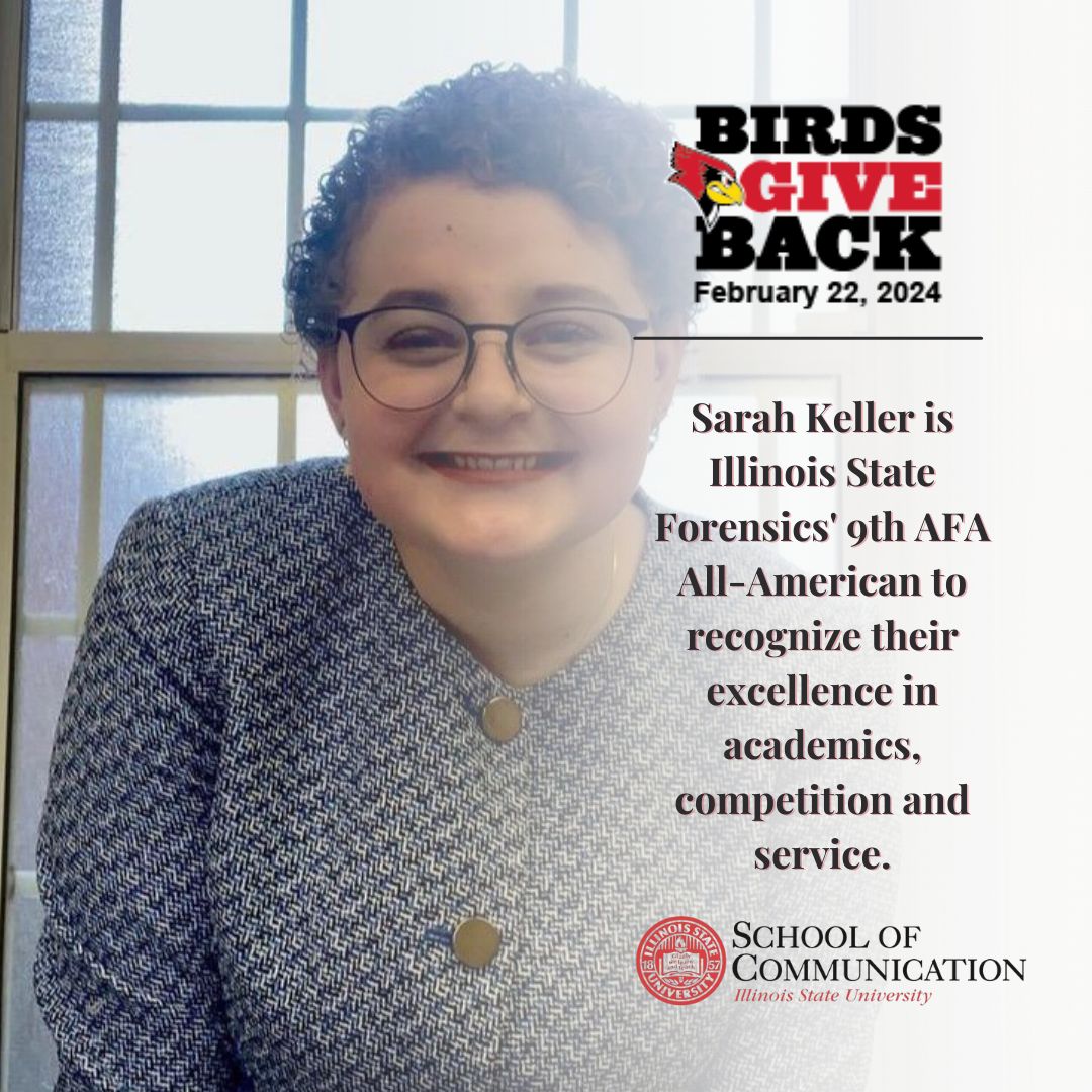 School of Com at ISU (@isusoc) on Twitter photo ***POINT OF PRIDE***
Sarah Keller is Illinois State Forensics' 9th AFA All-American to recognize their excellence in academics, competition and service.
Show your support for our <a href="/isuforensics/">ISU Forensics</a> team!
birdsgiveback.illinoisstate.edu/pages/school-o…
.
.
.
.
.
#BirdsGiveBack #SchoolofCommunication ***POINT OF PRIDE***
Sarah Keller is Illinois State Forensics' 9th AFA All-American to recognize their excellence in academics, competition and service.
Show your support for our <a href="/isuforensics/">ISU Forensics</a> team!
birdsgiveback.illinoisstate.edu/pages/school-o…
.
.
.
.
.
#BirdsGiveBack #SchoolofCommunication