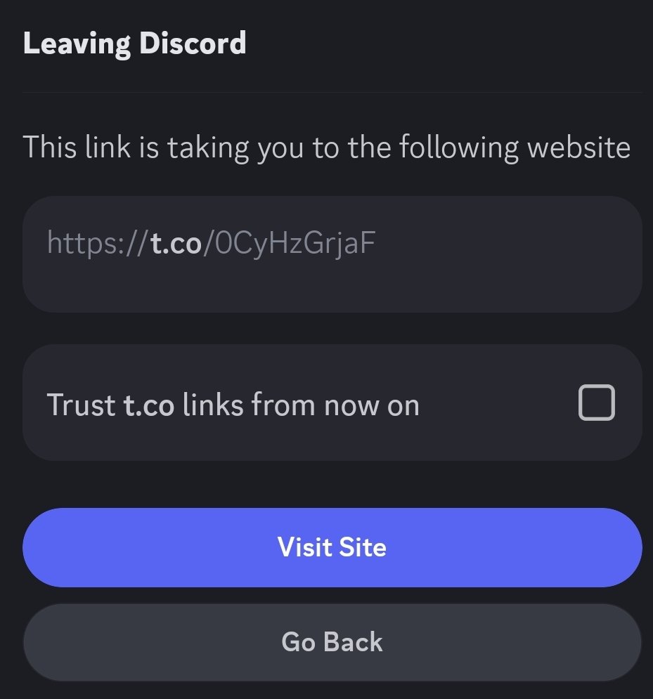 margeson_jack's tweet photo. Clicking the link even obfuscates the target URL behind the Twitter link shortener... I feel like this has potential for a phishing attack, especially since a non-zero amount of users have probably ticked the box to trust the Twitter link shortener https://t.co/LmQYmq8fU6