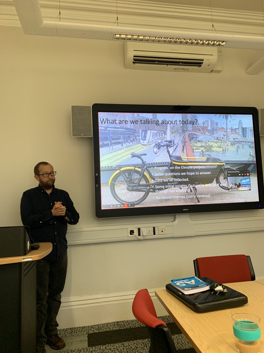 _Micromobility_'s tweet photo. (1/2) Yday @IanPhilipsITS @NoelFCass Alice de Sejournet & @dr_resa_nelson presented #Elevate #research to the Social & Political Sciences Research Group @ITSLeeds Their talk focused on #prelimfindings including #surveyresults #participantinterviews & #socialmedia recruitment! https://t.co/WEk2cXr9jX