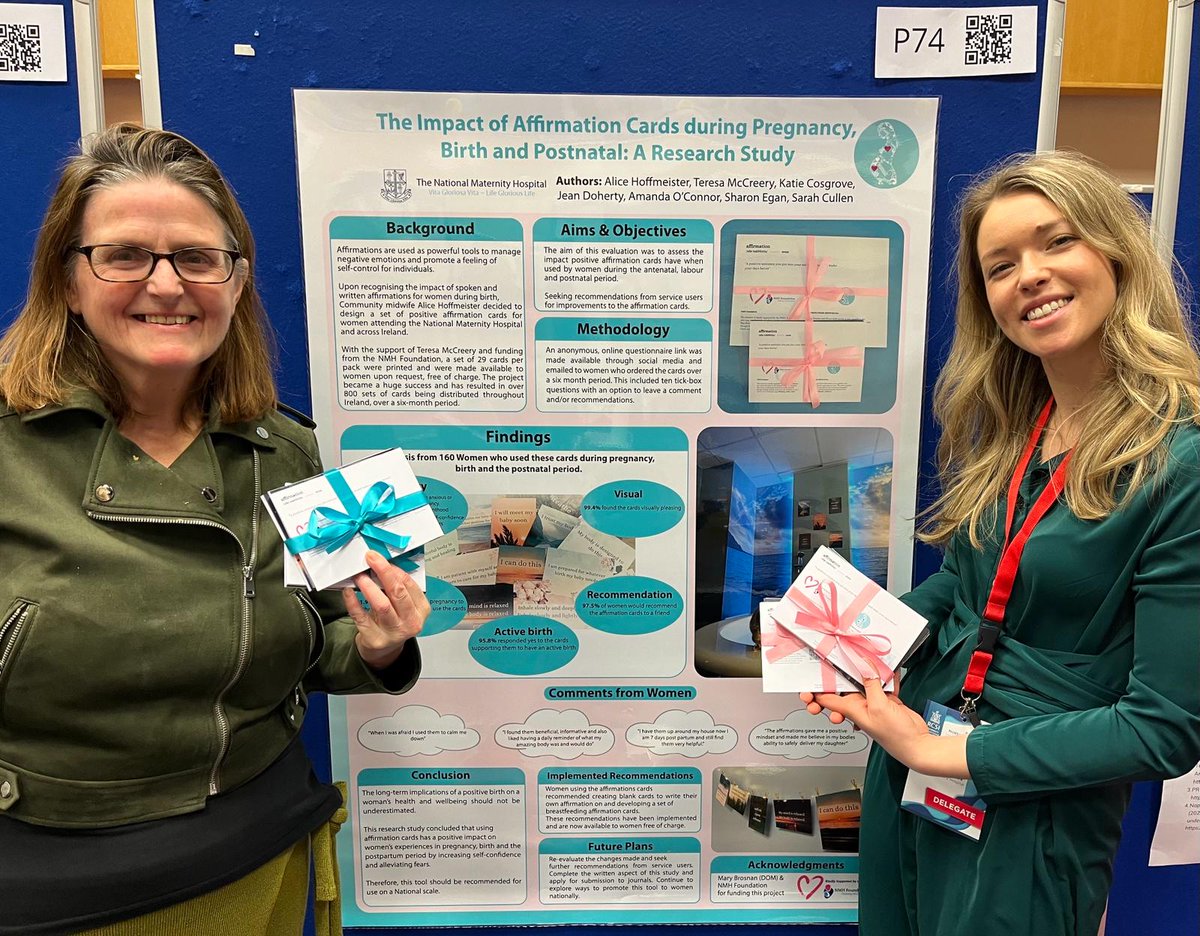 Alice Hoffmeister & Teresa McCreery from our Community Midwifery Team present our Positive Birth Affirmation Cards. Developed by Alice, the cards are a wonderful resource for women. Evaluation shows a positive impact on women's experiences in pregnancy, birth & postpartum ❤️👏