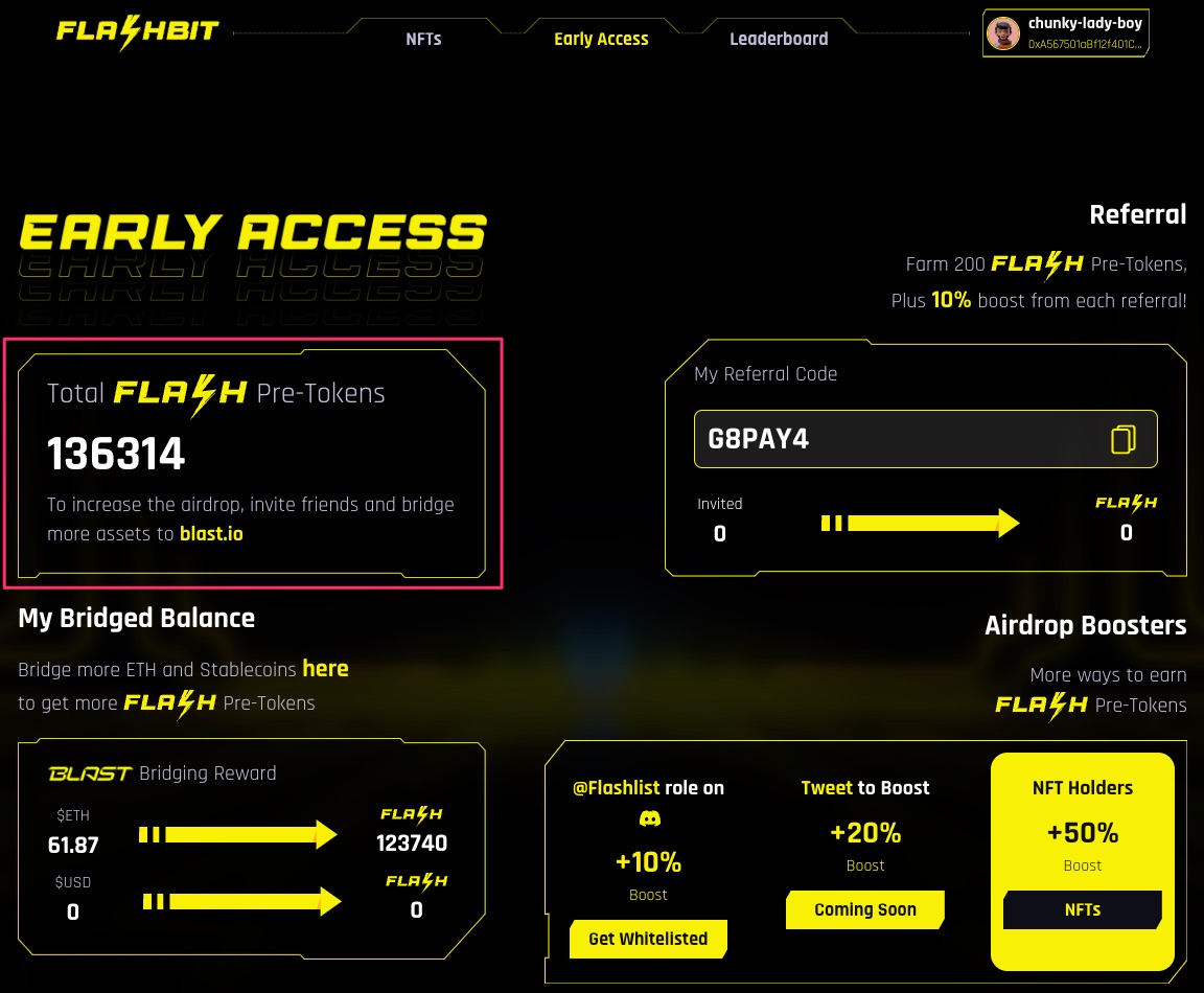 【Early Access🪂Pre-Token】 #BLAST の GambleFi🎲FlashBitの登録がはじまっている。ブリッジしている ...