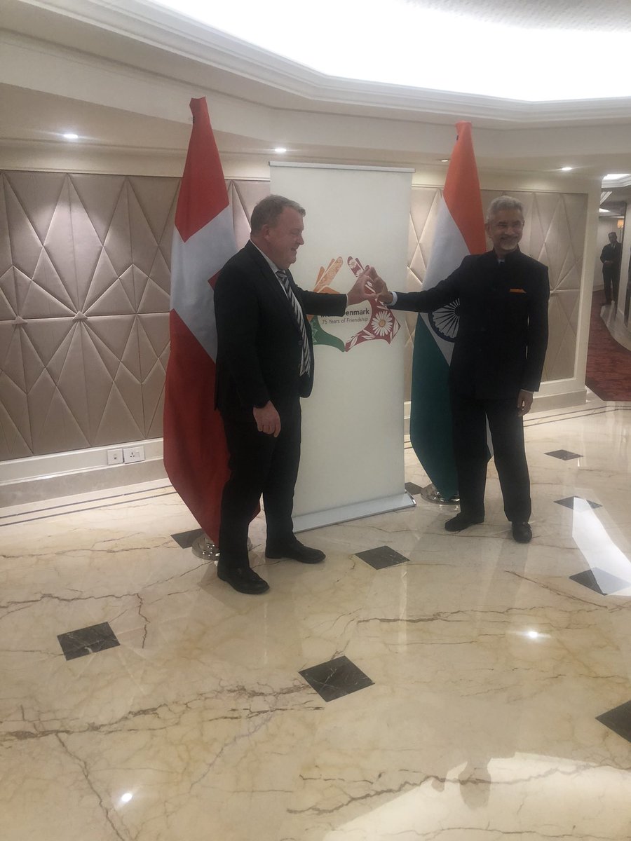 India-Denmark friendship celebrates its 75th anniversary. Cordial, friendly and green ties are driving our friendship from G2G, B2B and P2P. Our joint logo symbolizes it. <a href="/DenmarkinIndia/">Rasmus Abildgaard Kristensen</a> <a href="/DanishMFA/">Denmark MFA 🇩🇰</a> <a href="/IndiainDenmark/">IndiainDenmark</a> <a href="/PMOIndia/">PMO India</a> <a href="/DrSJaishankar/">Dr. S. Jaishankar</a> <a href="/larsloekke/">Lars Løkke Rasmussen</a>