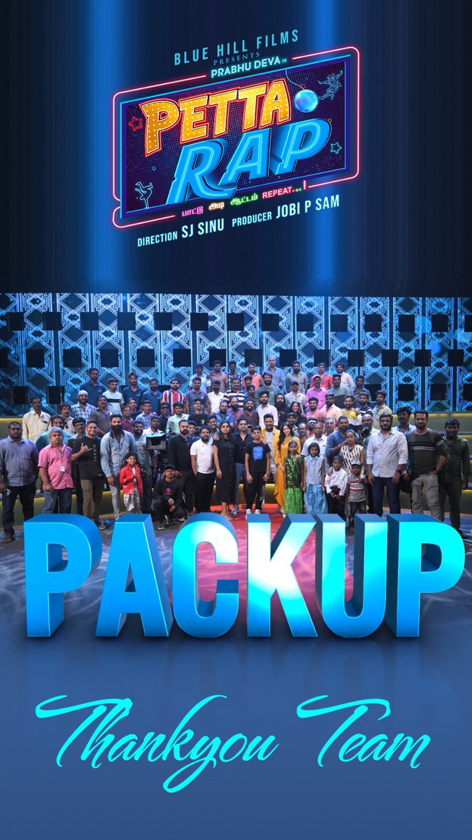 Its a wrap up. Thank all cast and crew for the amazing support you all put together for last one year. Stay tuned for more updates. See you soon in theaters.❤️ @pettarapthemovi @PDdancing @Vedhika4u @immancomposer
