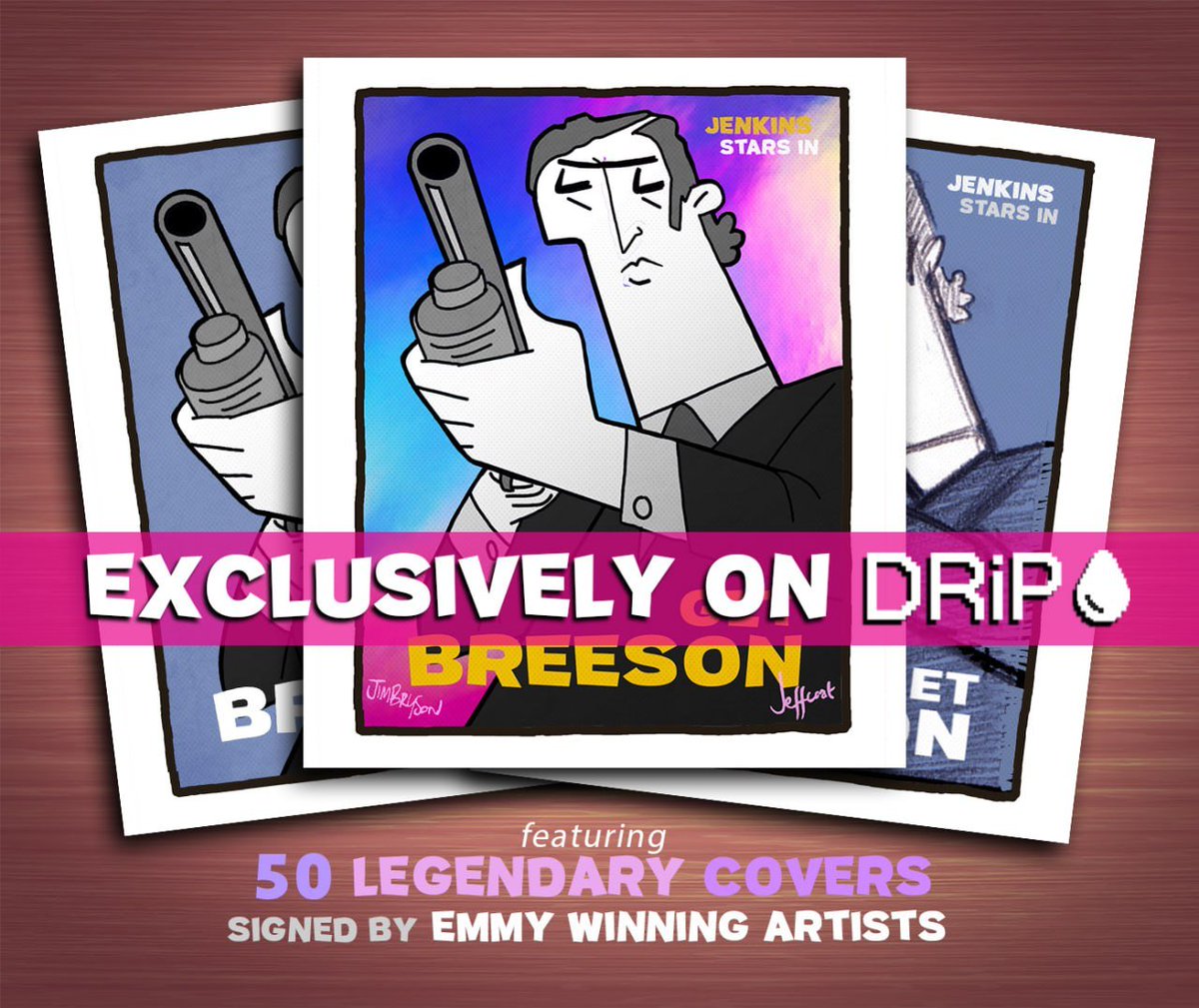 StudioNX's tweet image. THIS SUMMER... Jenkins hunts out severe stoopidness in the hard-hitting gangster movie GET BREESON!

A movie parody cover for our next drop on @drip_haus 

Post a GIF below of your favourite gangster movie for a chance to win a legendary in this weeks drop...