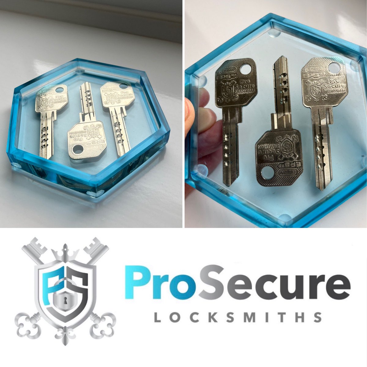 Was sent this gift the other day by a lockie mate of mine. His Mrs makes these resin coasters and she set my own ProSecure restricted Evva EPS keys into it. It’s a great little touch and I think it looks great! 😍 <a href="/Evva_Security/">Evva Security</a> <a href="/AldridgeSec/">Aldridge  Security</a>