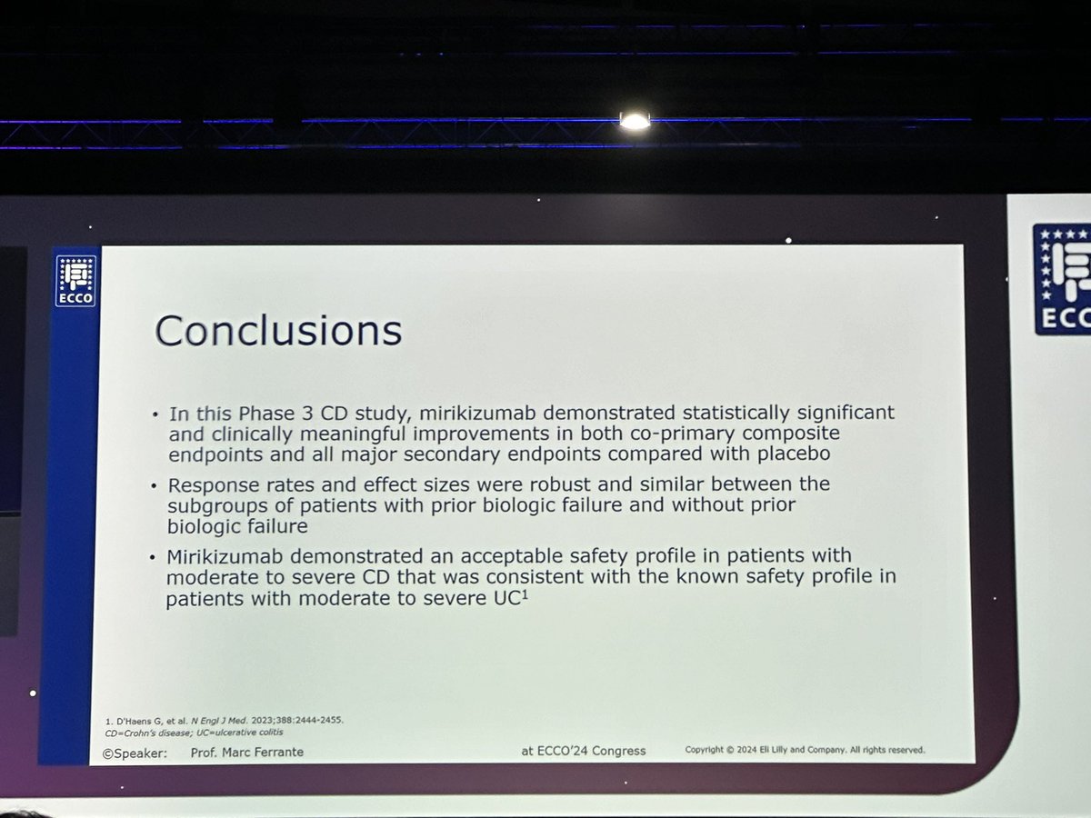 Mirikizumab in #CD results from the VIVID trial presented at #ECCO2024 #ECCO24