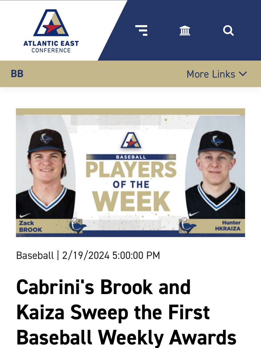 Kraiza17's tweet photo. Proud mom and dad moment.  Great start to the 2024 season for Cabrini baseball and @hunter_kraiza.  Sweeping the Atlantic East players of the week. #rollcavs #cabrinilastdance https://t.co/mvXiKJ7daY
