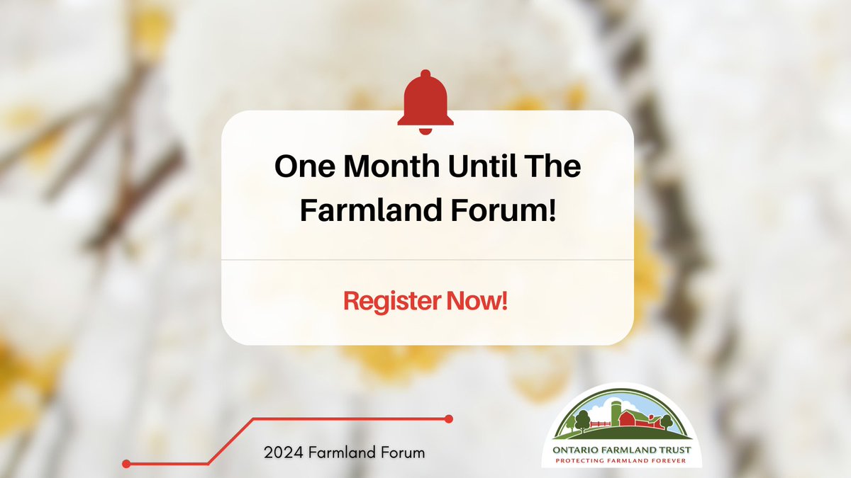 📢 ONE MONTH left until the 2024 Farmland Forum! Join us on March 21st for a full day of discussion, networking, and learning about the most pressing issues facing farmland today. Early Bird pricing ends March 1! Register here: bit.ly/48chEal #ontag #farmlandforever