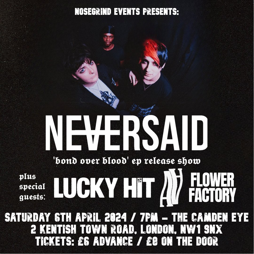 𝖊𝖕 𝖗𝖊𝖑𝖊𝖆𝖘𝖊 𝖘𝖍𝖔𝖜 We are so excited to announce that we will be headlining @thecamdeneye on April 6th to celebrate the release of our new EP ‘Bond Over Blood’! We will be joined by our friends in @luckyhituk @doubleauk and @flowerfactoryx. Ticket link in bio! 🖤