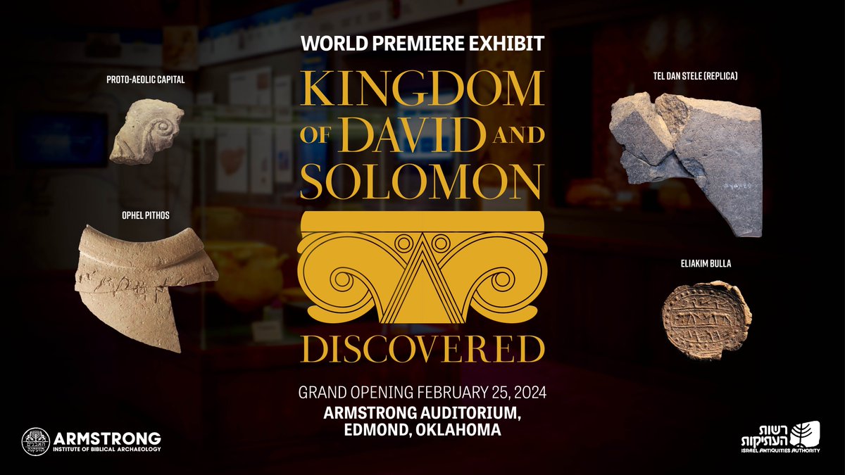 ArmstrongIBA's tweet image. Streaming live at 9 p.m. (Jerusalem time) is the world premiere exhibit of “Kingdom of David and Solomon Discovered.”
This free event features virtual reality tours, presentations and over 50 artifacts highlighting monumental Jerusalem.
Sign up at ArmstrongInstitute.org/exhibit-2024.…