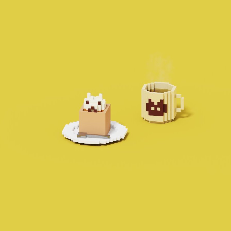 #猫の日 猫のカップケーキ🐈🧁 #voxel #voxelart #magicavoxel