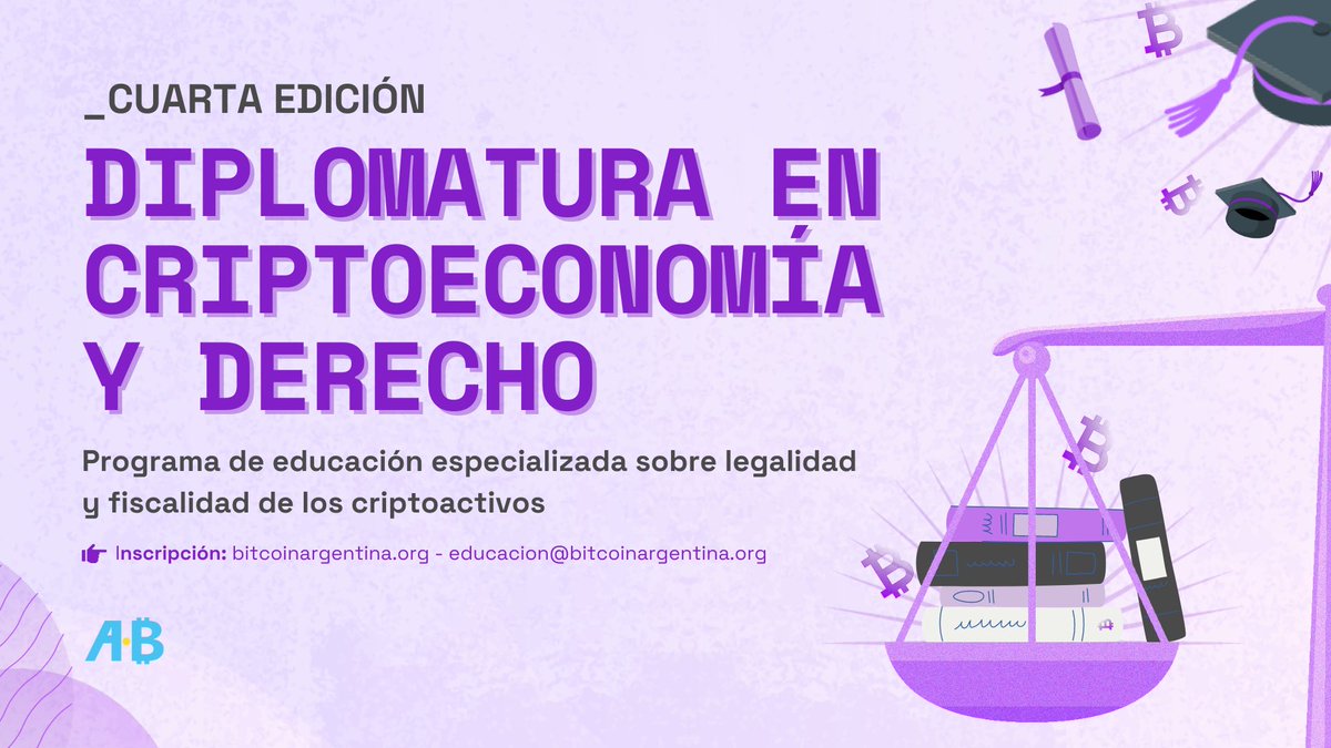 BitcoinAR's tweet image. 📣 Diplomatura en #Criptoeconomía y #Derecho: ¡El mejor programa de Iberoamérica dirigido a abogados y contadores!  🧑‍🎓👩‍🎓

📌 En su 4º edición, te proponemos un abordaje conceptual y práctico sobre diversos aspectos legales, contables, tributarios y económicos de los criptoactivos