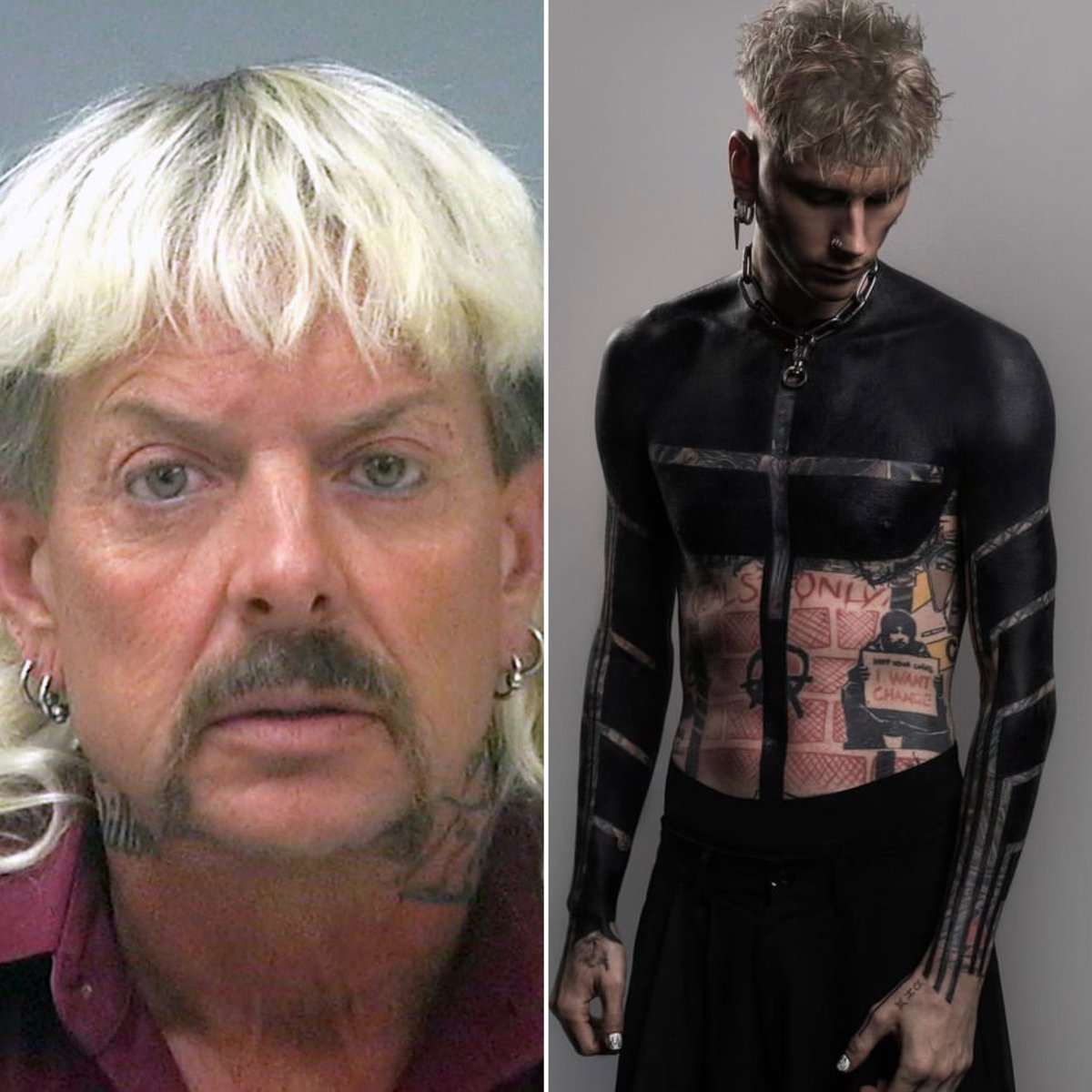 PopCrave's tweet image. Joe Exotic thirsts over Machine Gun Kelly in new posts:

“Once you go Tiger King you’ll forget about the Fox.”