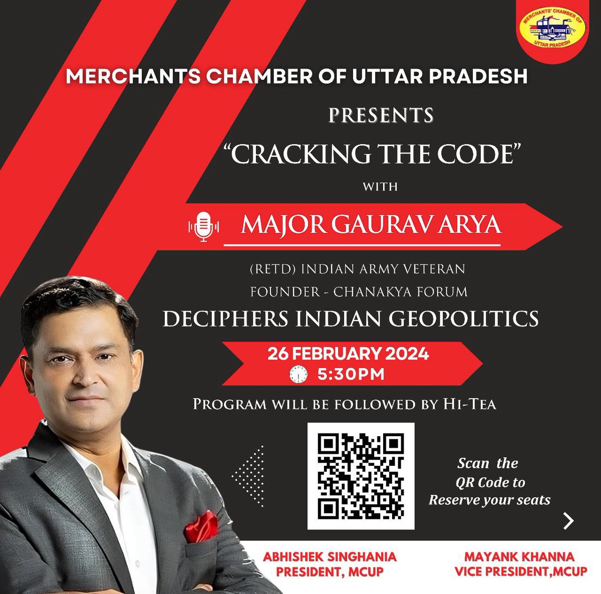I'm thrilled to announce my upcoming fireside chat at the Merchant Chambers of Uttar Pradesh in Kanpur, at the behest of their esteemed President, Mr. Abhishek Singhania.   Join me for an engaging discussion as we delve deep into the intricacies of geopolitics and unravel the…
