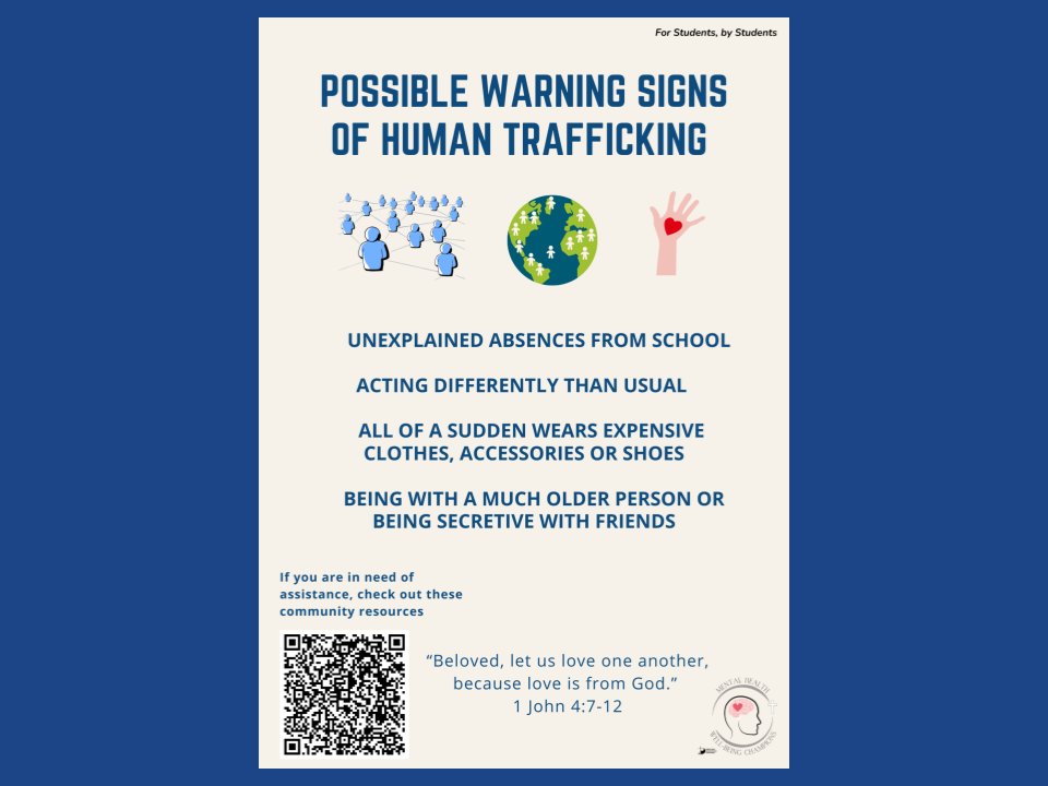 February 22 is Human Trafficking Awareness Day in Canada. Be aware of the signs.  The @DPCDSBSchools Student Mental Health and Well-Being Champions have just released this important resource.  #dpcdsb #forstudentsbystudents #humantraffickingawareness #knowthesigns