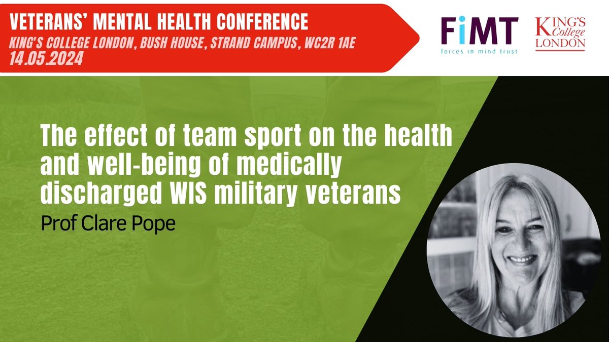 SPEAKER ANNOUNCEMENT! Prof Clare Pope on The effect of team sport on the health and well-being of medically discharged WIS military veterans For the full agenda and to buy tickets: kcmhr.org/vmhc-2024/