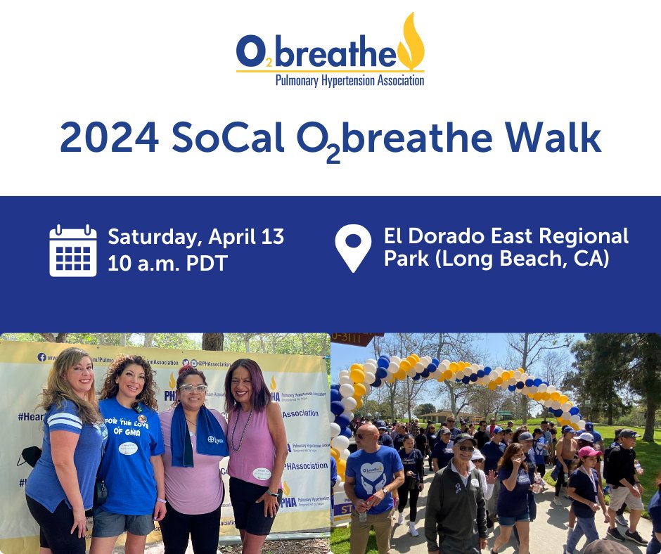PHAssociation's tweet photo. Join us Saturday, April 13, for the 2024 SoCal #O2breathe Walk at El Dorado East Regional Park in Long Beach, CA. The walk is 80’s themed, so don’t forget to wear your favorite 80’s attire. Register now. https://t.co/96MZZQLcyD https://t.co/IZJvdCUbcb