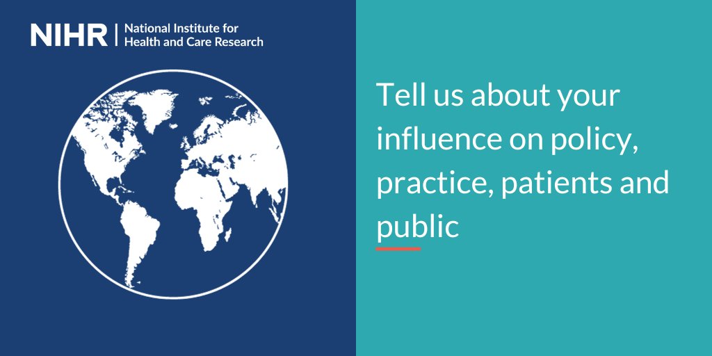 Calling all NIHR global health research award holders who completed awards in 2021, 2022 or 2023!

Please tell us about the difference your #NIHRfunded research has made: nihr.ac.uk/researchfish

#ResearchImpact