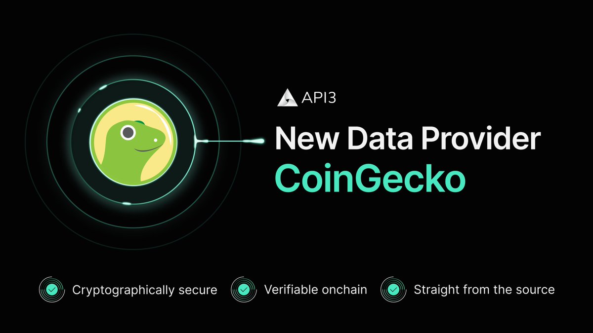We are happy to announce that @coingecko is joining our growing network of data providers powering our verifiable, decentralized data feeds (dAPIs).

CoinGecko is one of the most reliable & comprehensive cryptocurrency data providers for traders & developers.

#BuildwithCoinGecko