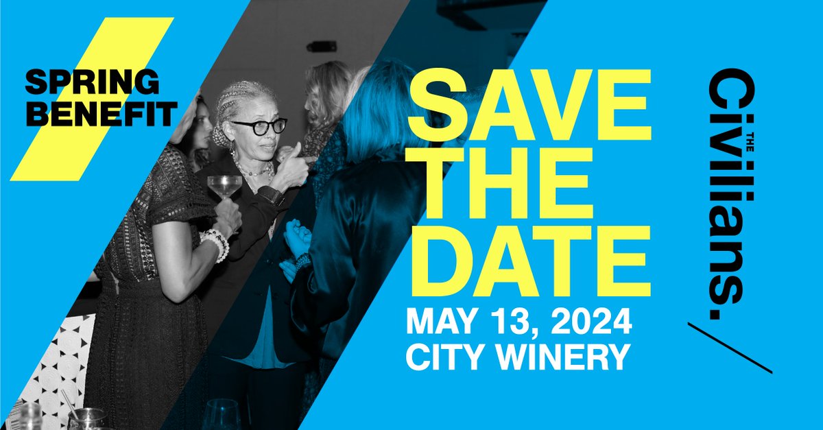 Civilians's tweet photo. We are thrilled to invite you to our annual Spring Benefit! Join us for an exciting evening of music, performances, and an inside look at what's in store for The Civilians in 2024 and beyond!

LEARN MORE: https://t.co/uGKbQMGR8u

#TheCivilians #SpringBenefit #AnnualGala https://t.co/uHBFCoa5mP
