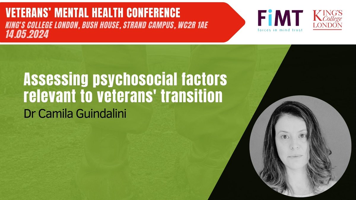 SPEAKER ANNOUNCEMENT! Assessing psychosocial factors relevant to veterans' transition with Dr Camila Guindalini For the full agenda and to buy tickets: kcmhr.org/vmhc-2024/