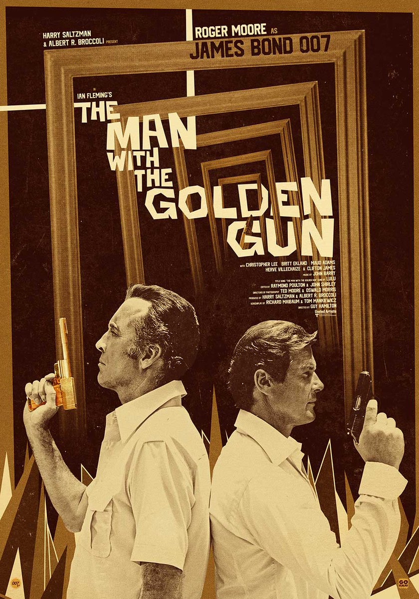 Ninth film in the 007 saga: #TheManWithTheGoldenGun, directed by Guy Hamilton with Roger Moore and Christopher Lee