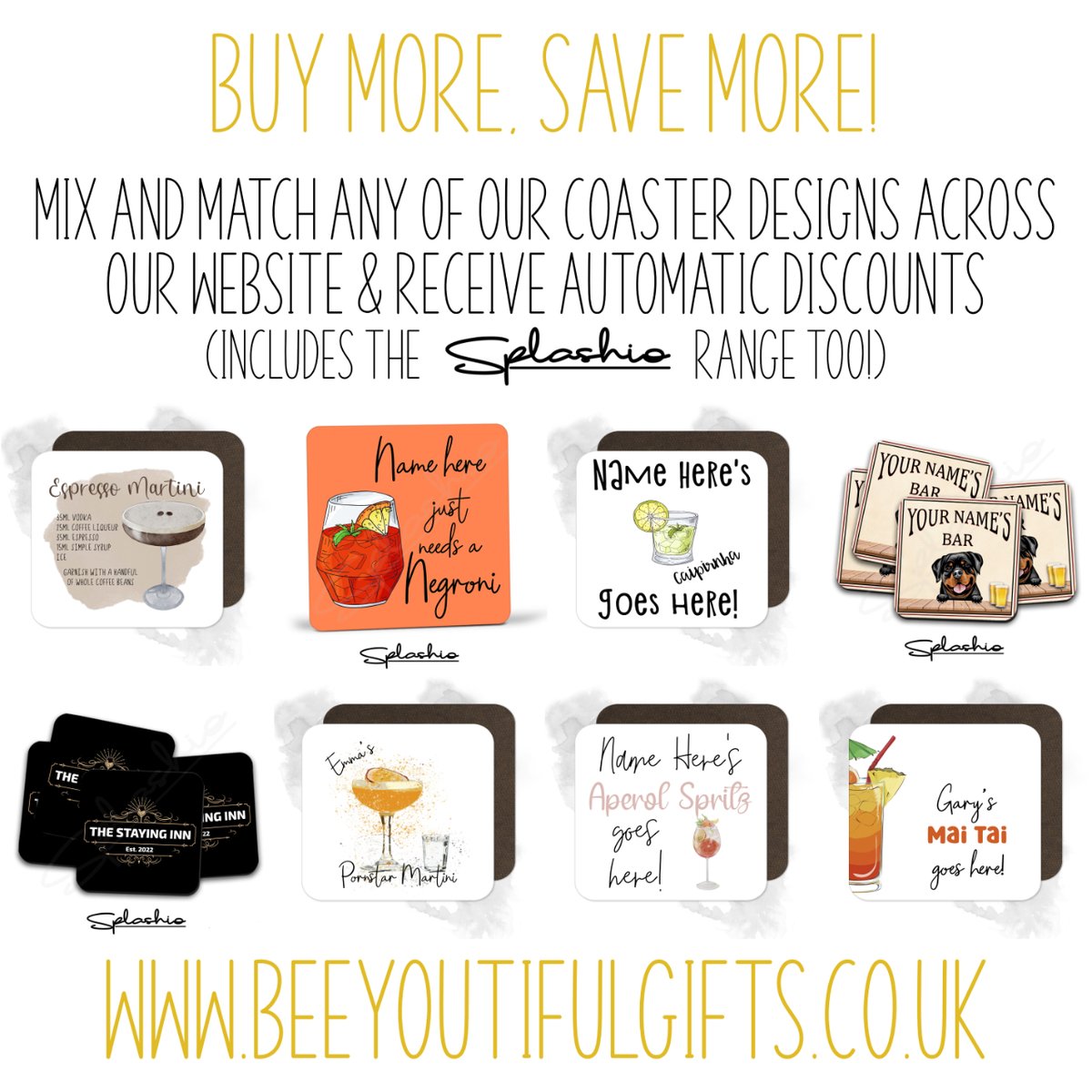 Mix & Match any of our coasters across our website to create your perfect gifts for friends & family. Receive automatic discounts at the checkout. Ideal for a gift alongside a bottle! 😊 #PersonalisedGift #PersonalisedCoasters #SmallGift #SmallGiftIdeas #BeeyoutifulGifts