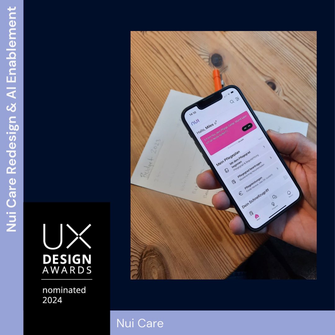 uxdawards's tweet image. &quot;Nui Care Redesign &amp;amp; AI Enablement“ developed by Nui Care is nominated for the #UXDA24! Congrats 👏👏

Check out the nominated projects and vote 👉bit.ly/490B8Py

#uxdesign #uxdesignawards #UXDA24 #uxawards #uxcompetition #userexperiencedesign #designawards #ux