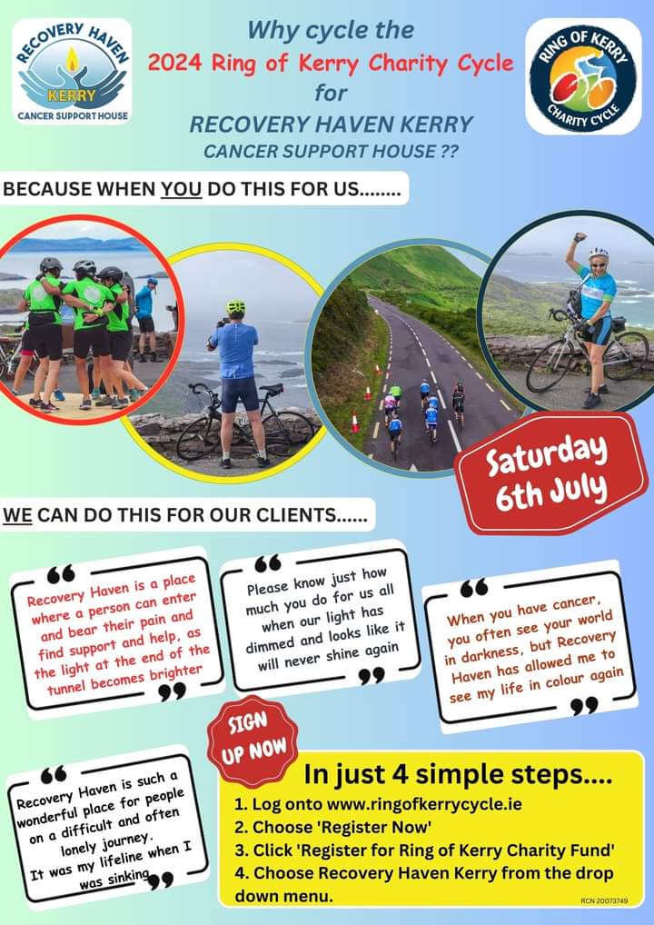 Have you ever considered cycling the Ring of Kerry Cycle but are looking for some inspiration and motivation? 
Please know that you signing up this year and raising vital funds for Recovery Haven means so much to so many.....
Here's what our clients have to say..... 🙏🥰
